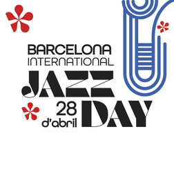 Baner con el texto: Barcelona International. Jazz Day. 28 d'abril.